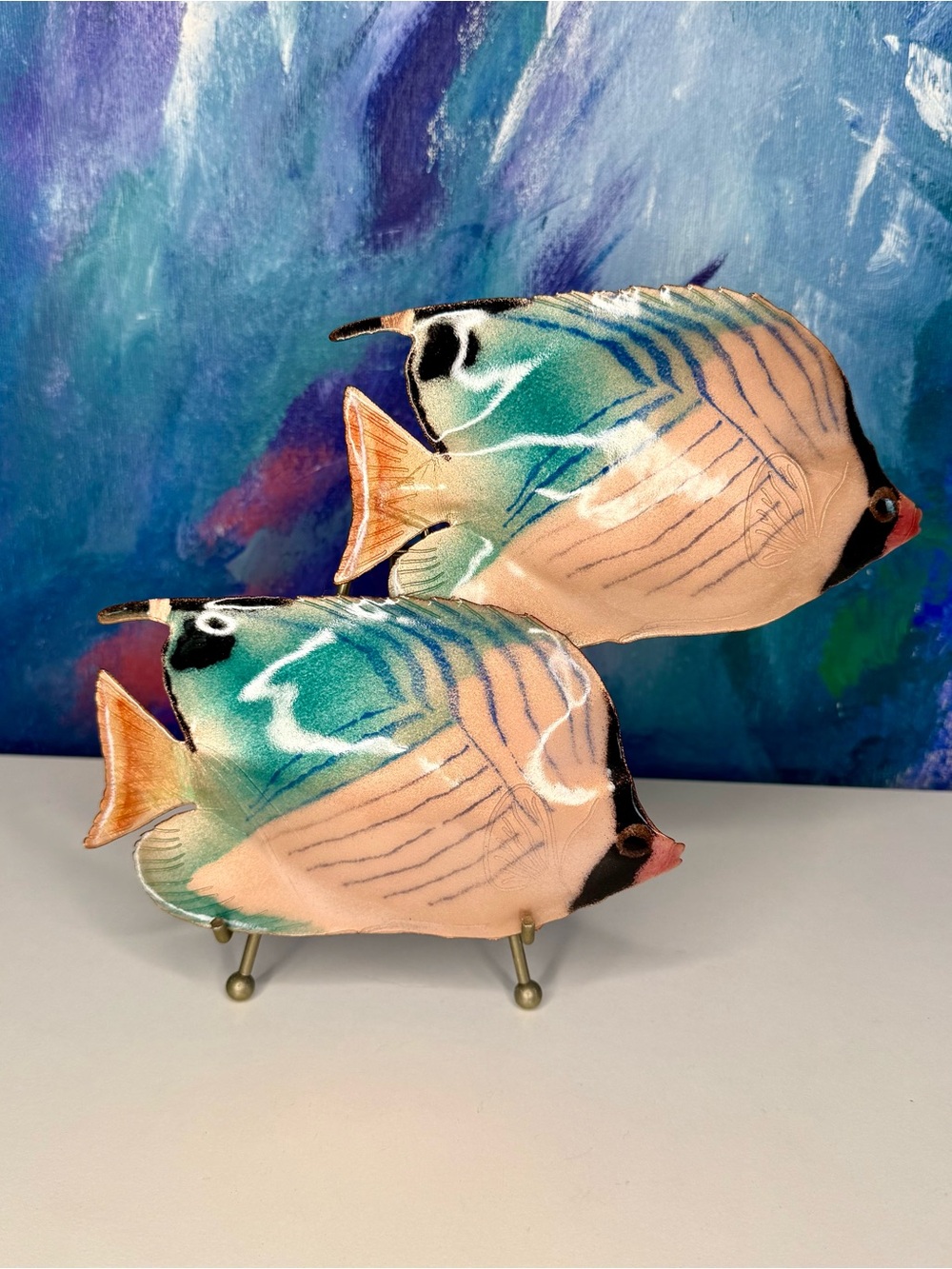 Enamel Metal Fish Bovano of Cheshire Wall Decor Hanging Tropical Reef Beachy